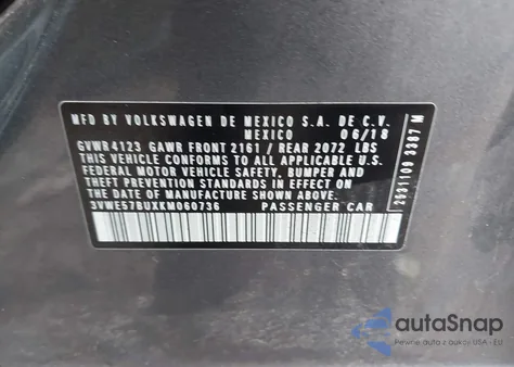 2019 Volkswagen Jetta 1.4T Sel из США, поврежденный, VIN 3VWE57BUXKM060736